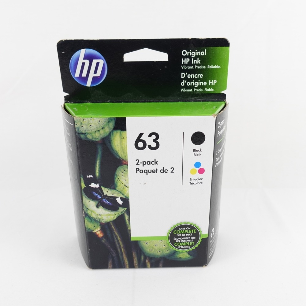HP 63 Black Tricolor Combo Sealed New OEM Genuine 2 Pack Expired 10/2020